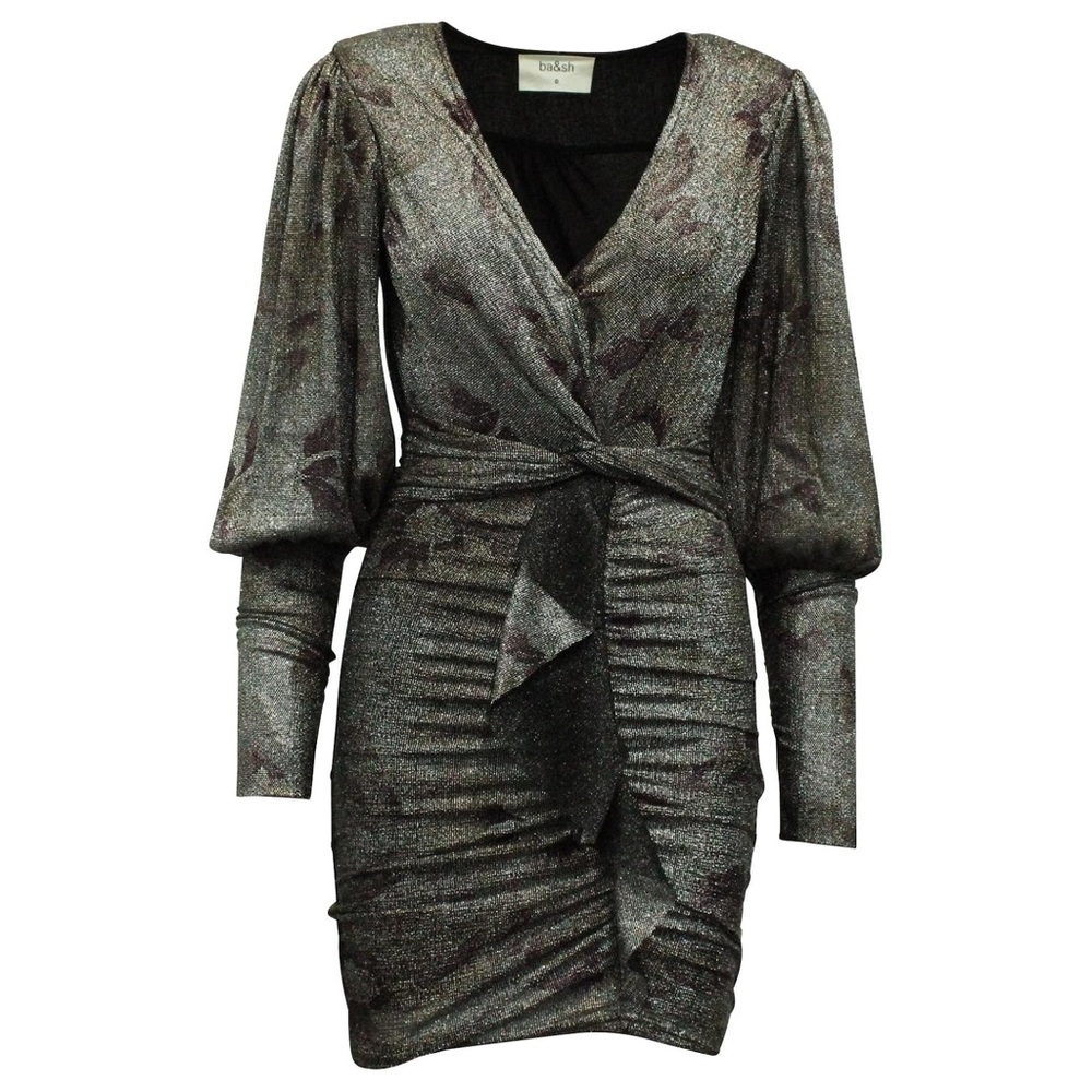 ba&sh Metallic silver Ruched Mini Dress 🛍️